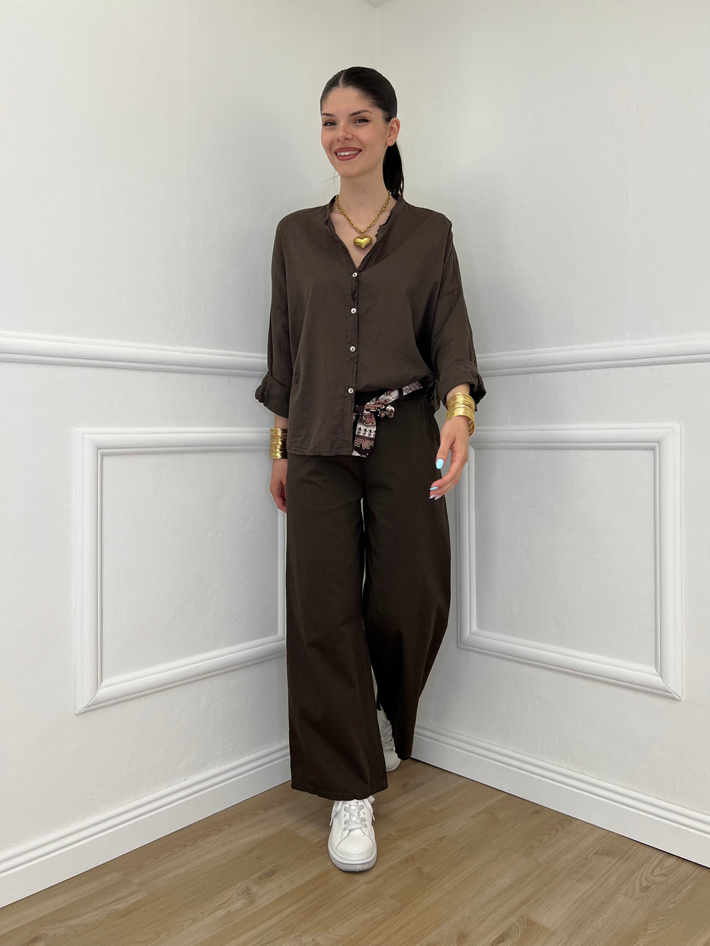 Camicia Over Coreana 3020 Marrone