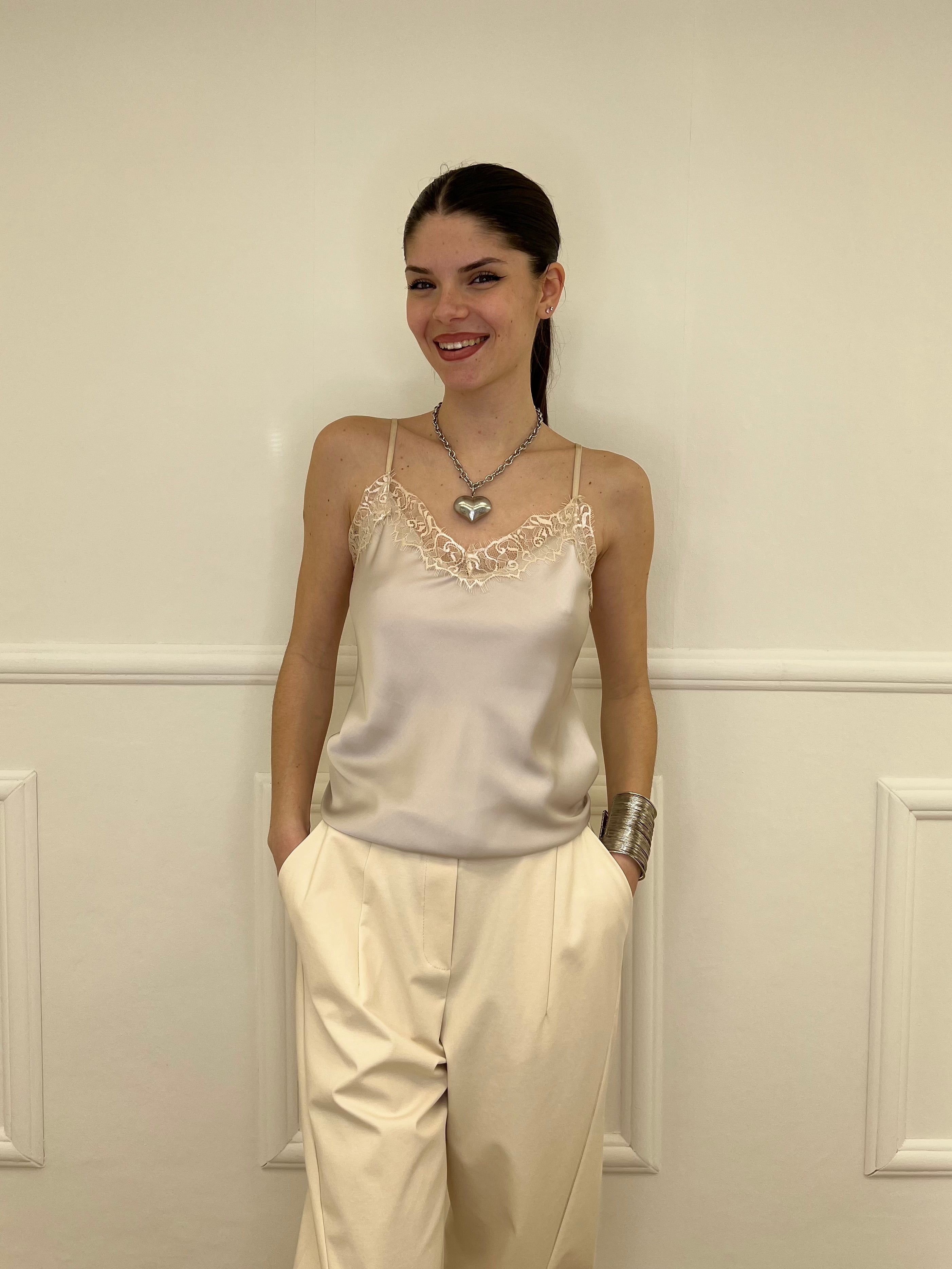 Top In Satin Con Pizzo 18673 Nude