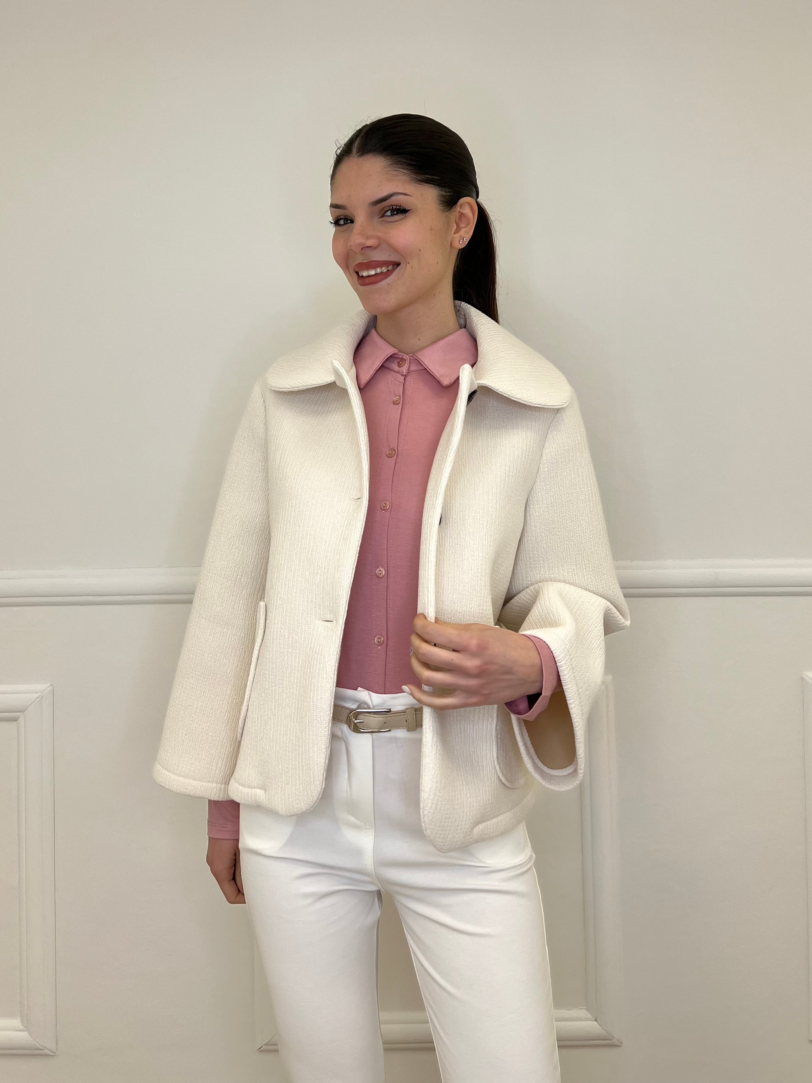 Giacca Neoprene Colletto 26088 Panna