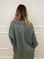 Camicia Scatoletta Lino 89303 Verde
