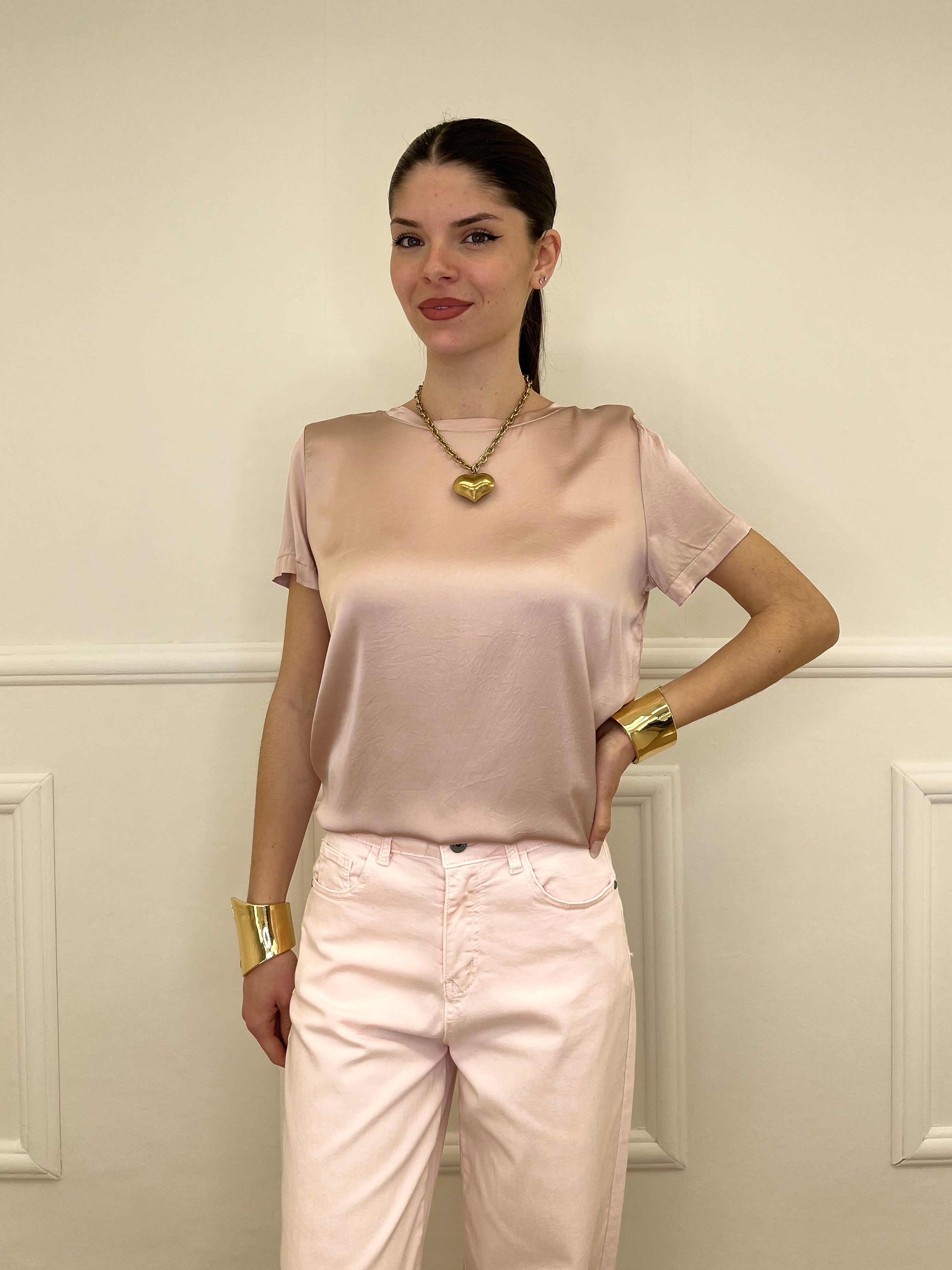 Maglietta In Raso Di Viscosa 82008 Rosa