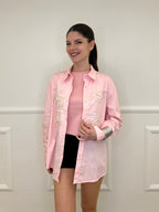 Maxi Camicia con Perle K880 Rosa