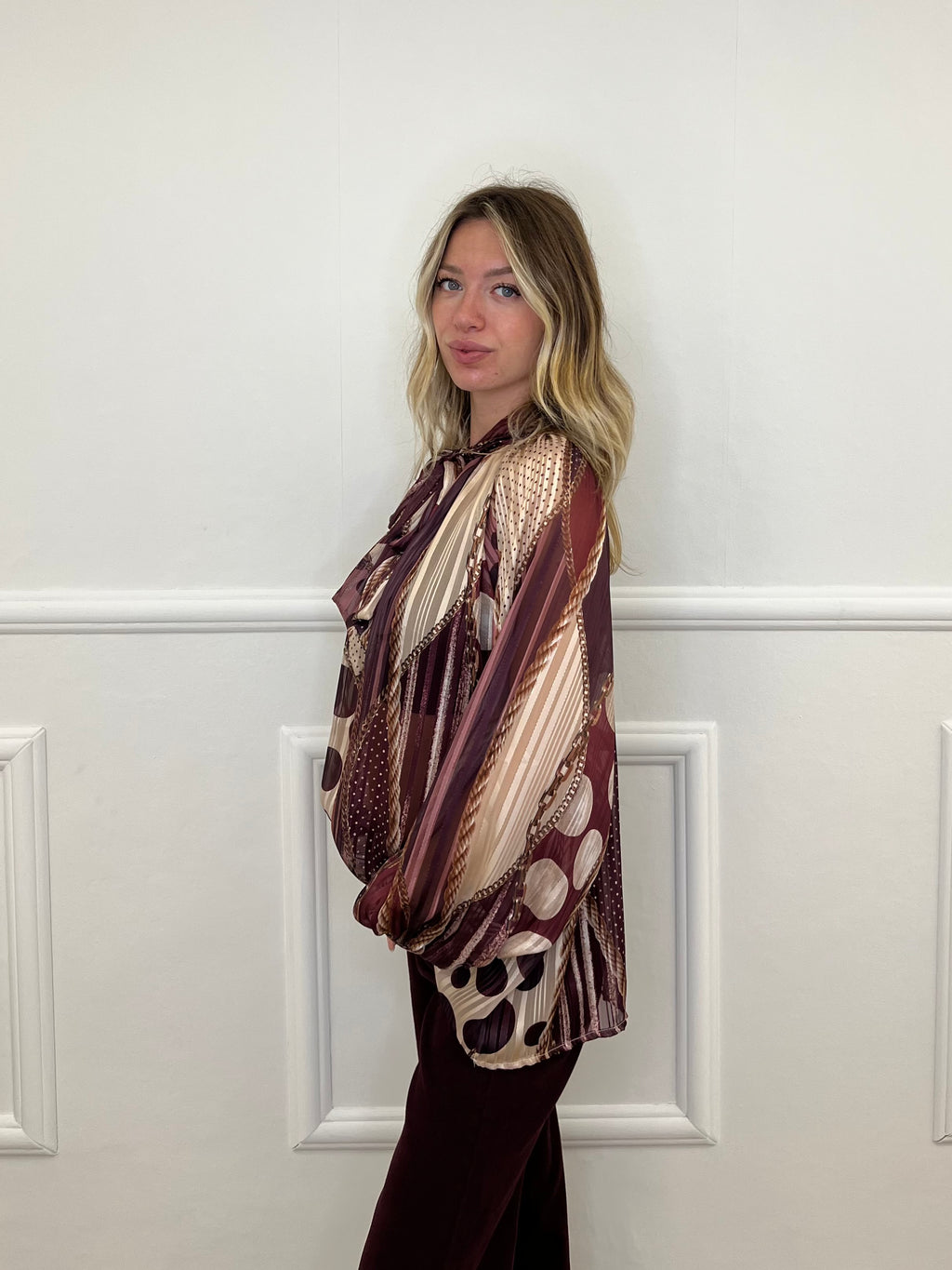 Camicia Chiffon Fantasia Fiocco 2836 Burgundy