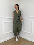 Pantalone Balloon Punto Milano 9516 Verde Militare