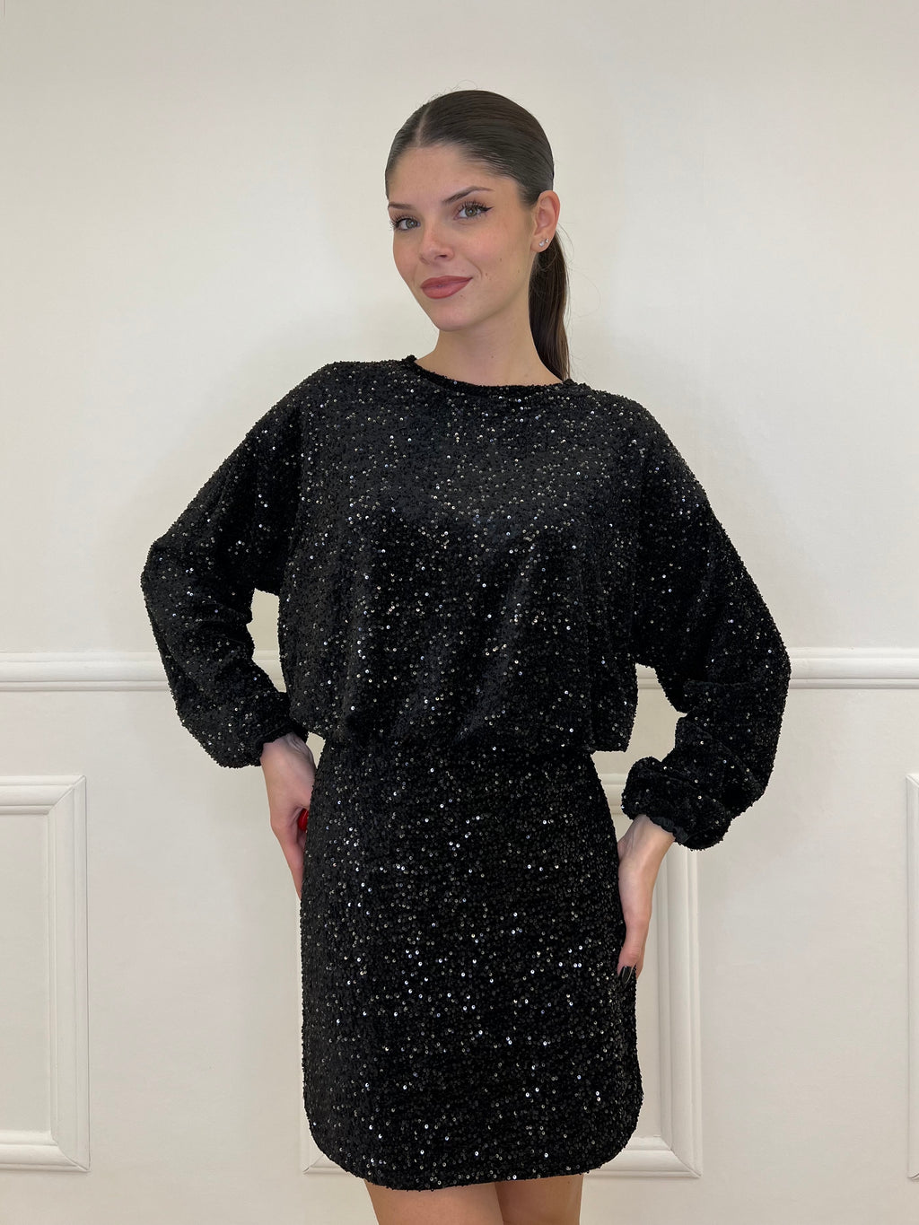 Maglia Paillettes 90225 Nero