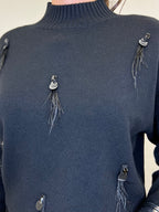 Maglia Strass e Piume DL7355 Nero