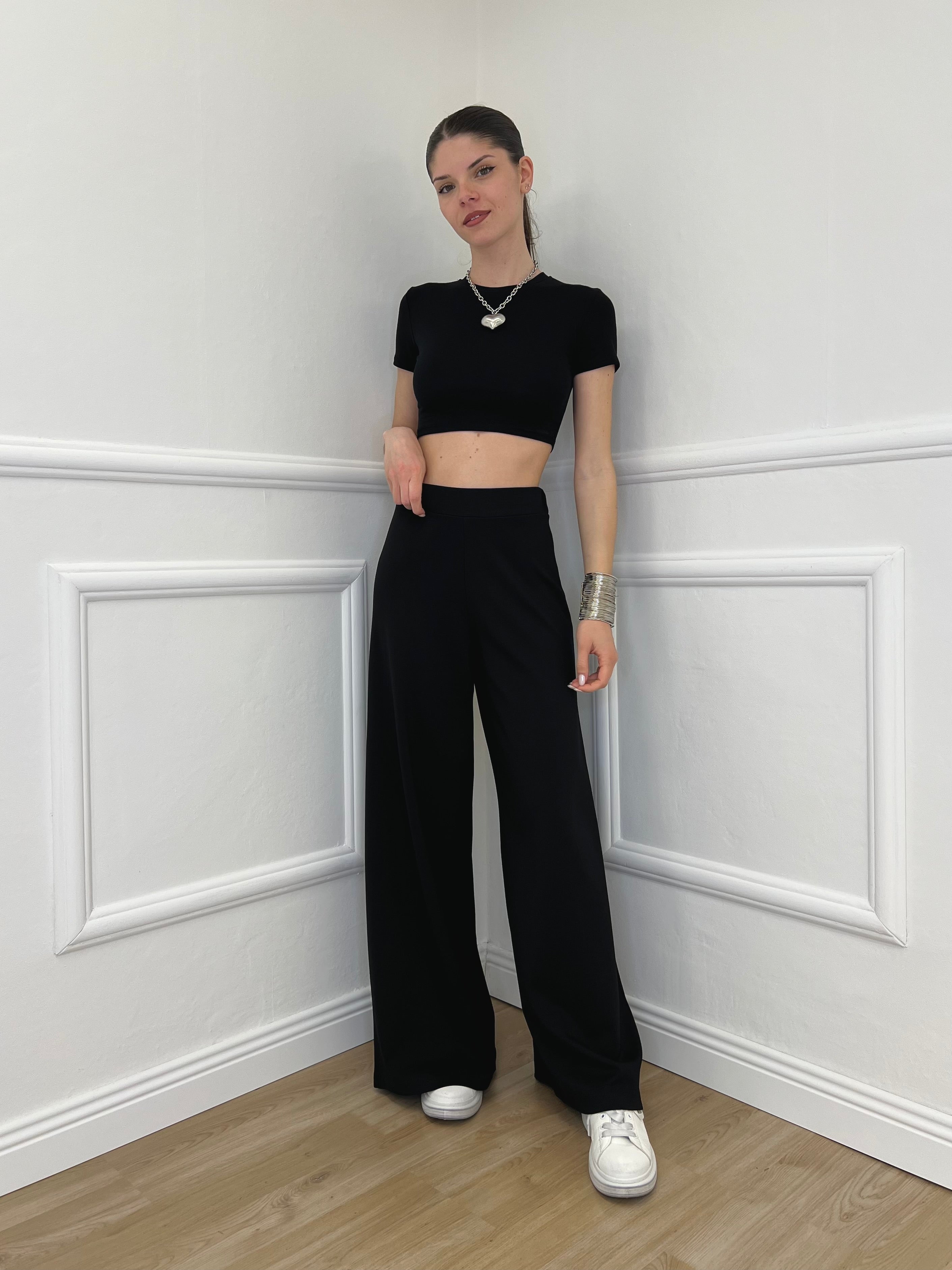 T-shirt Crop Lumina LC240001 Nero