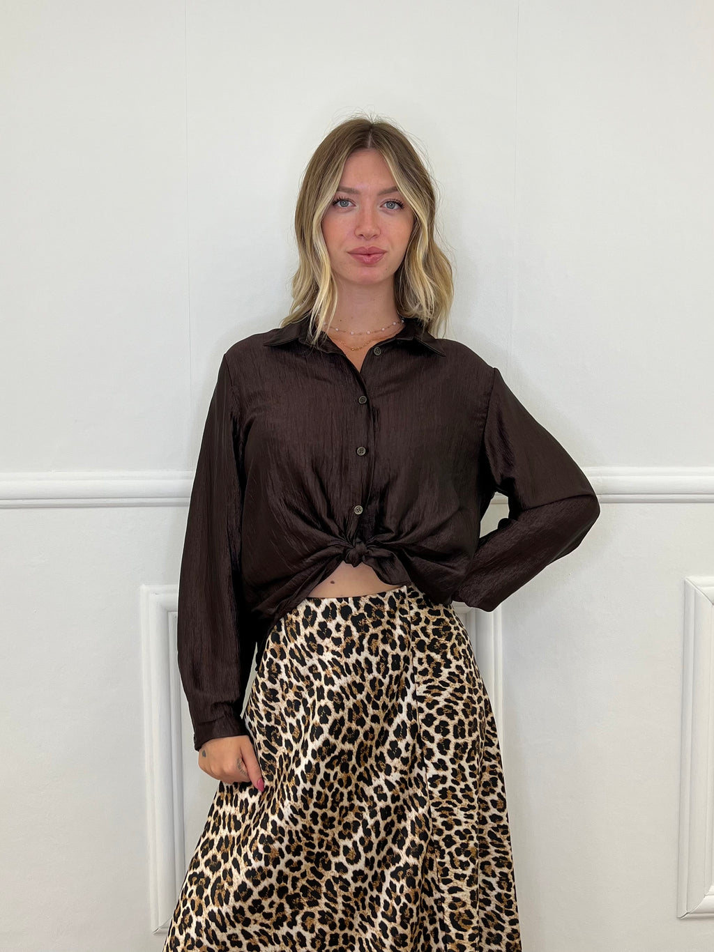 Camicia Over Chiffon 2372 Marrone