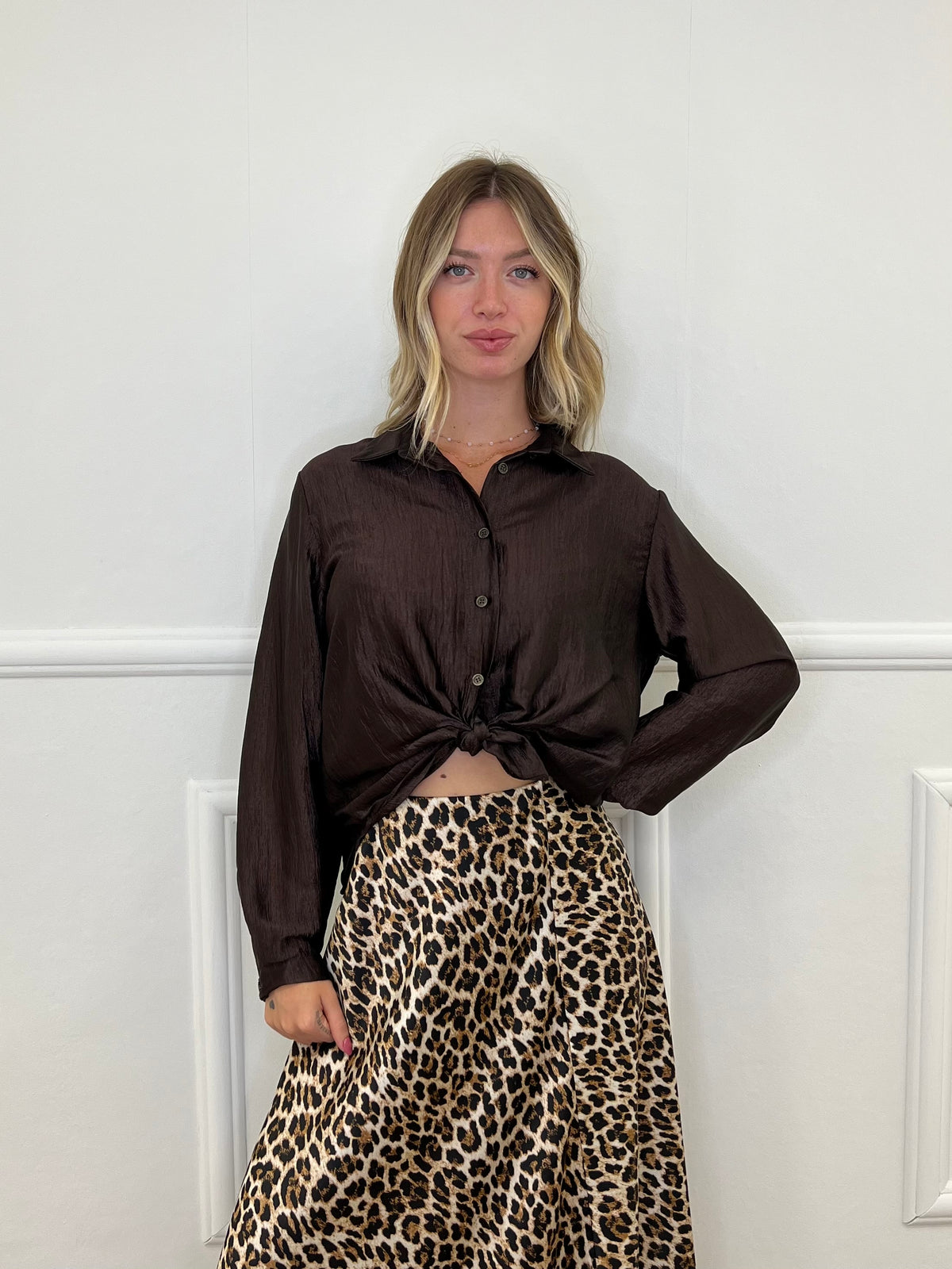 Camicia Over Chiffon 2372 Marrone