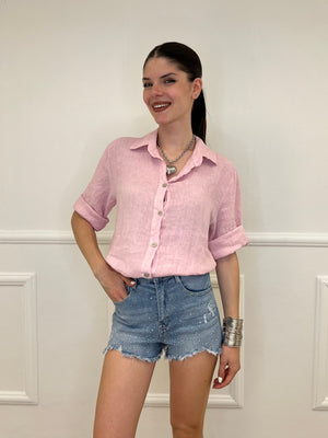 Camicia Over In Lino 1789 Rosa