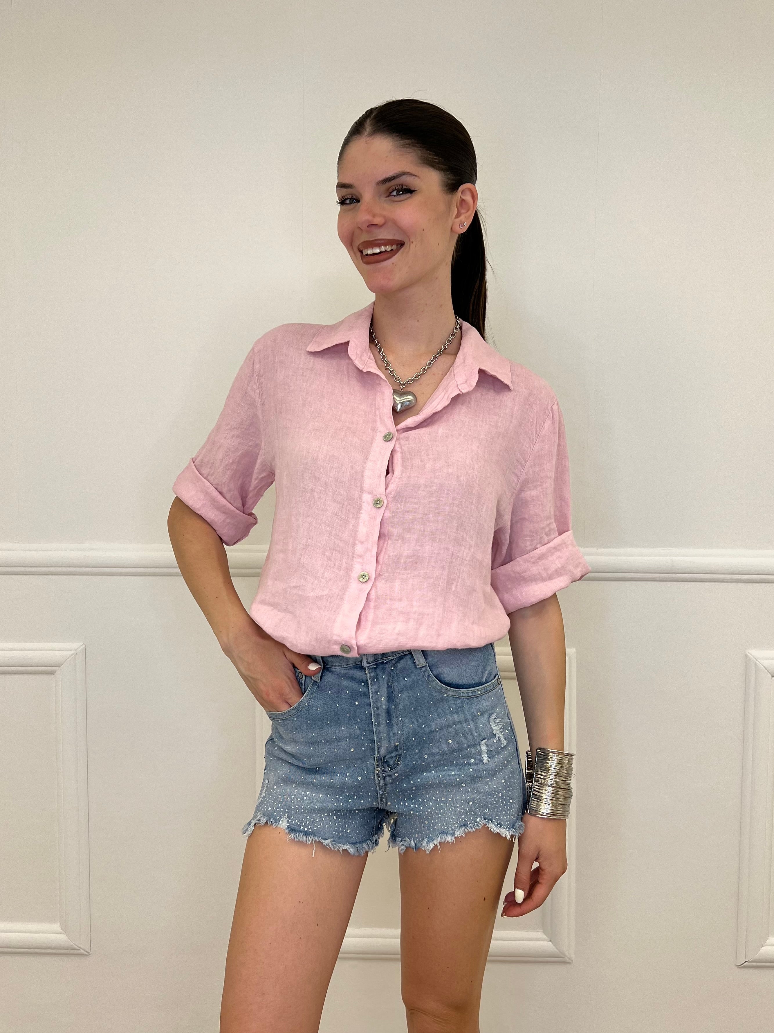 Camicia Over In Lino 1789 Rosa