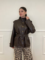 Giacca Over Eco Pelle Cintura 30197 Moro