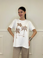 T-shirt Over Palme e Strass