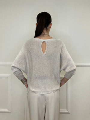 Maglia Lurex Scollo Goccia 645 Ecru