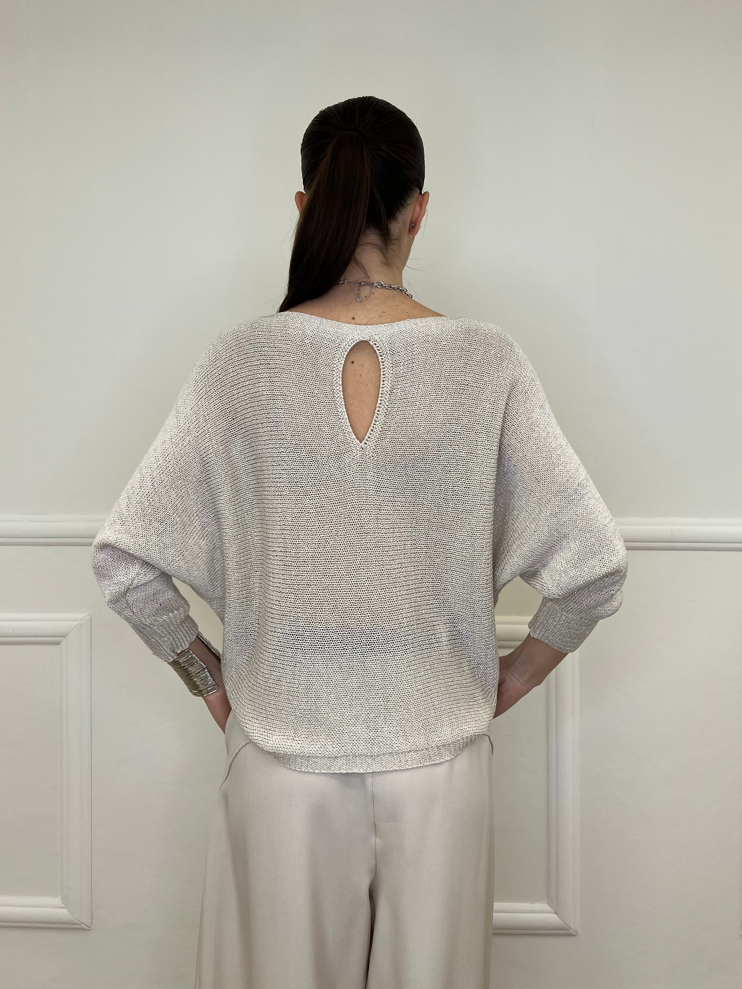 Maglia Lurex Scollo Goccia 645 Ecru