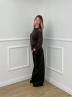 Maglia Polsini con Spacco 24160 Marrone