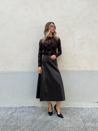 Gonna Midi Ecopelle 8066 Marrone