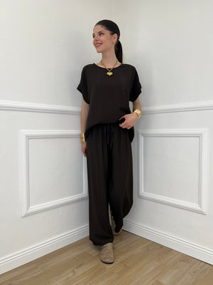 Completo Froissé In Viscosa 8262 Marrone