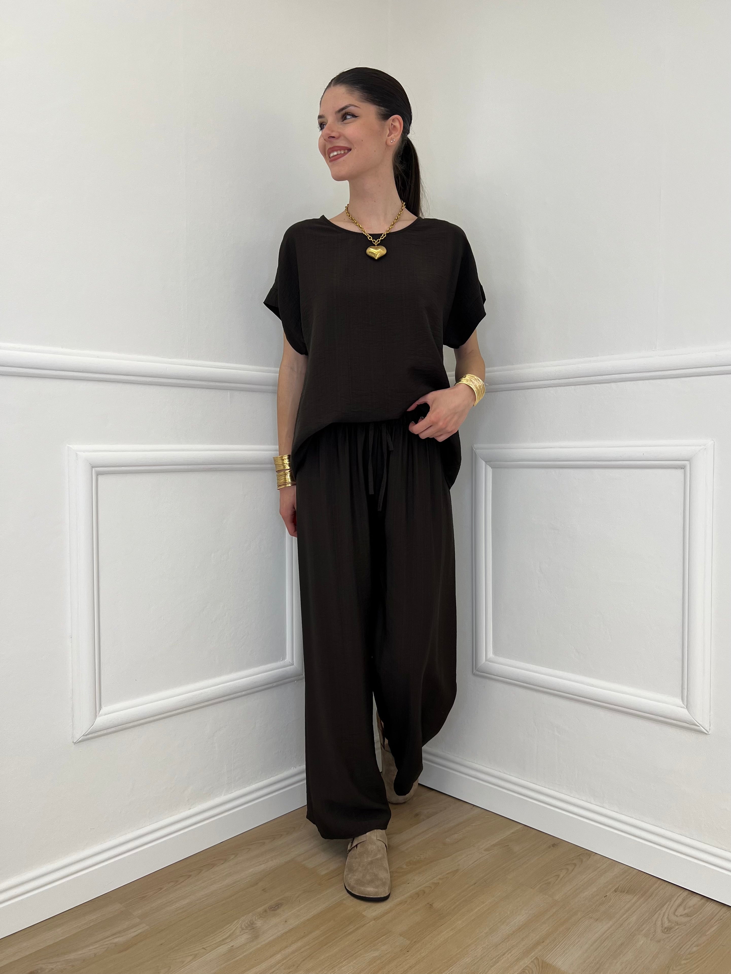 Completo Froissé In Viscosa 8262 Marrone