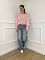 Maglia Jacquard Traforata 82618 Rosa