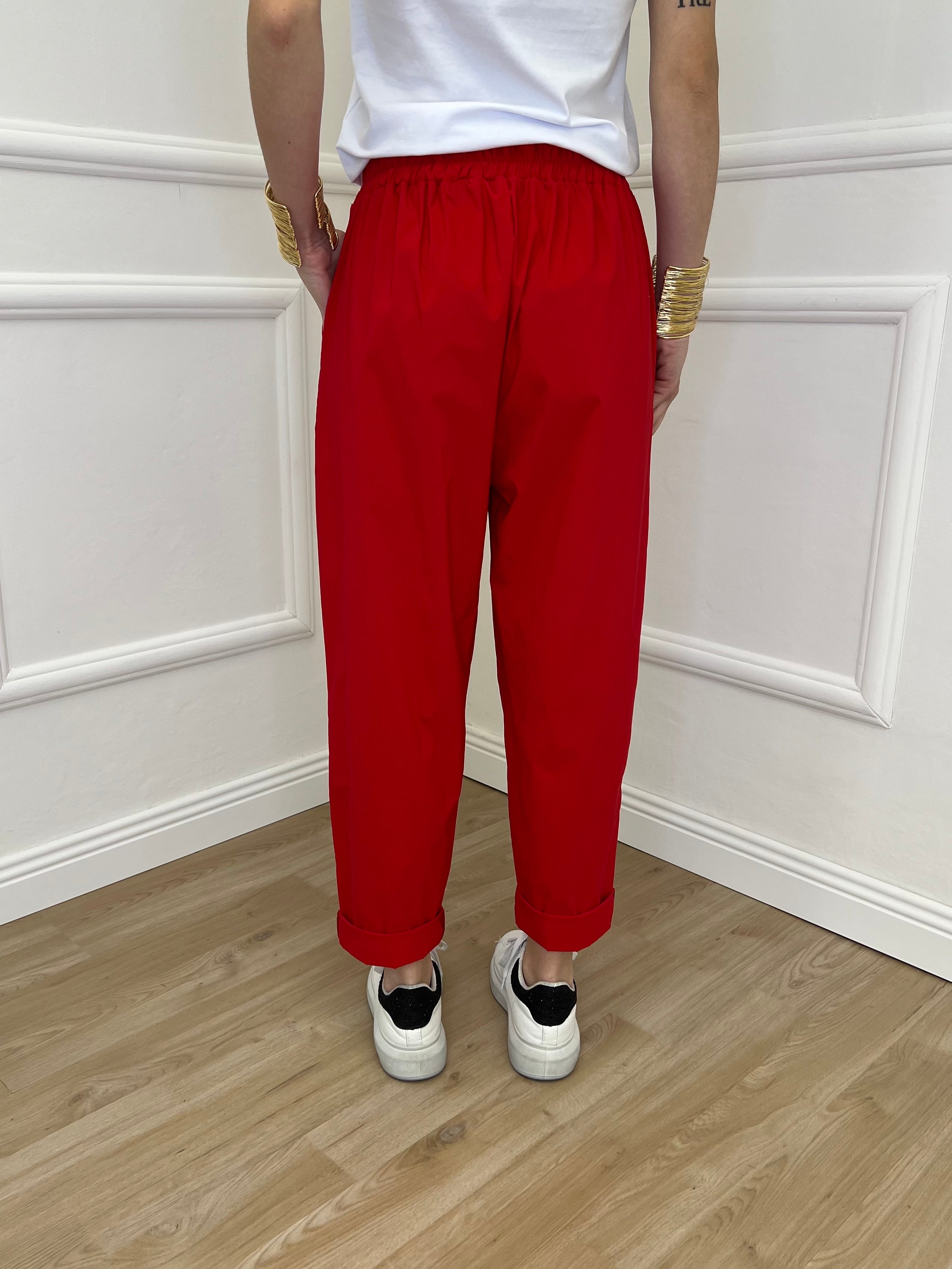 Pantalone Baggy Viscosa 2815 Rosso
