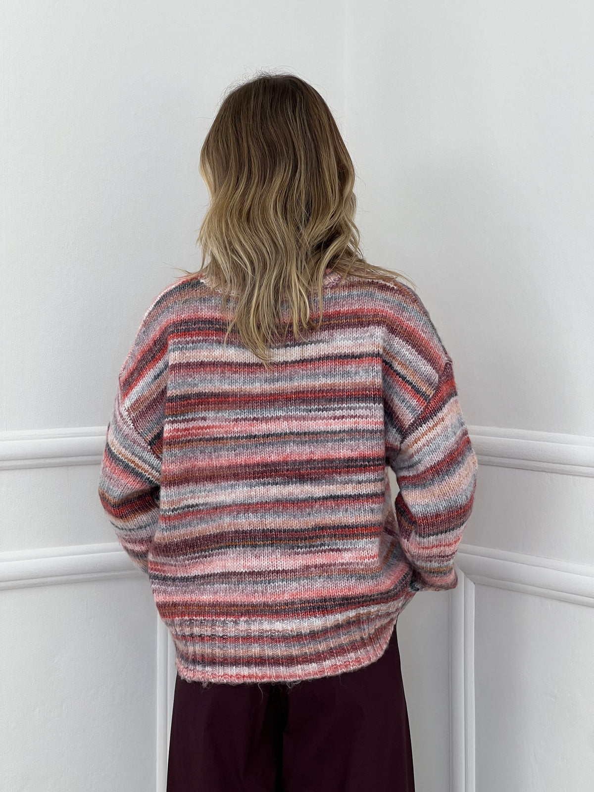 Maglia Righe Multicolor 37066 Burgundy