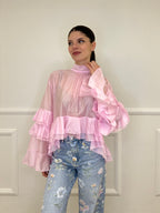 Blusa in Tencel a Balze 6108 Rosa
