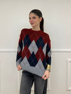 Maglia Over Losanghe L8075 Bordeaux