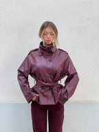 Trench Corto In Ecopelle 2610 Burgundy