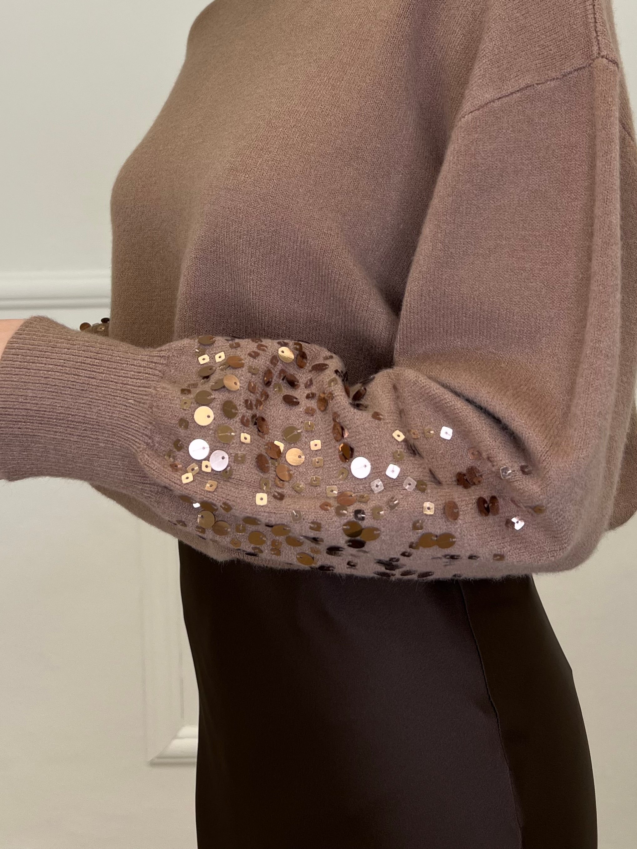 Maglia Manica Paillettes DL7357 Camel