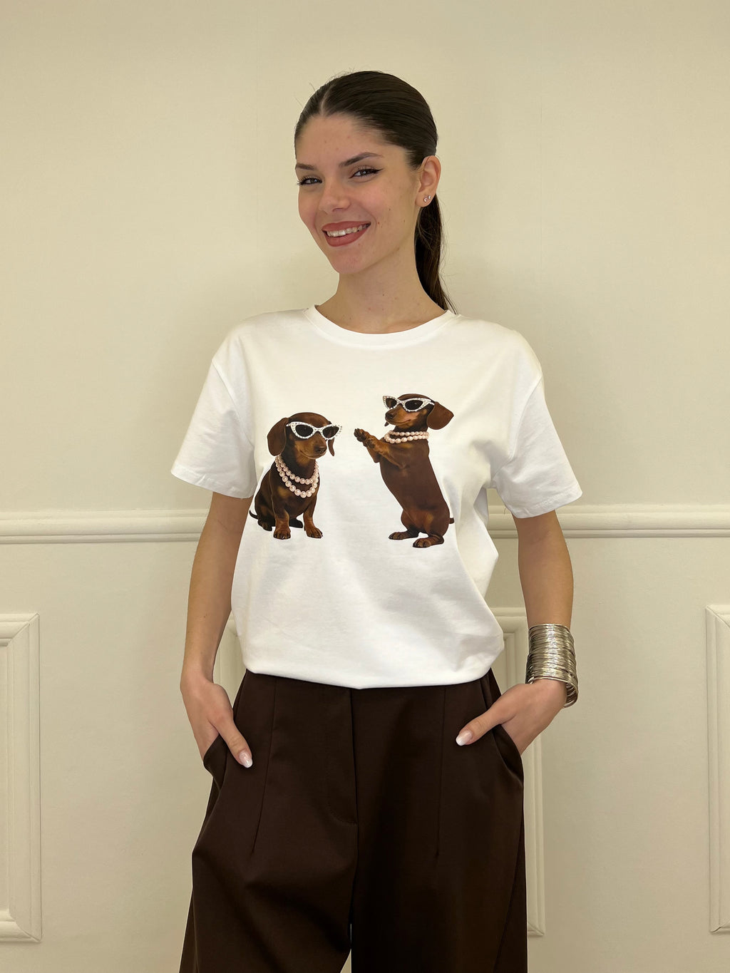 T-shirt Over Bassotti Occhiali e Strass