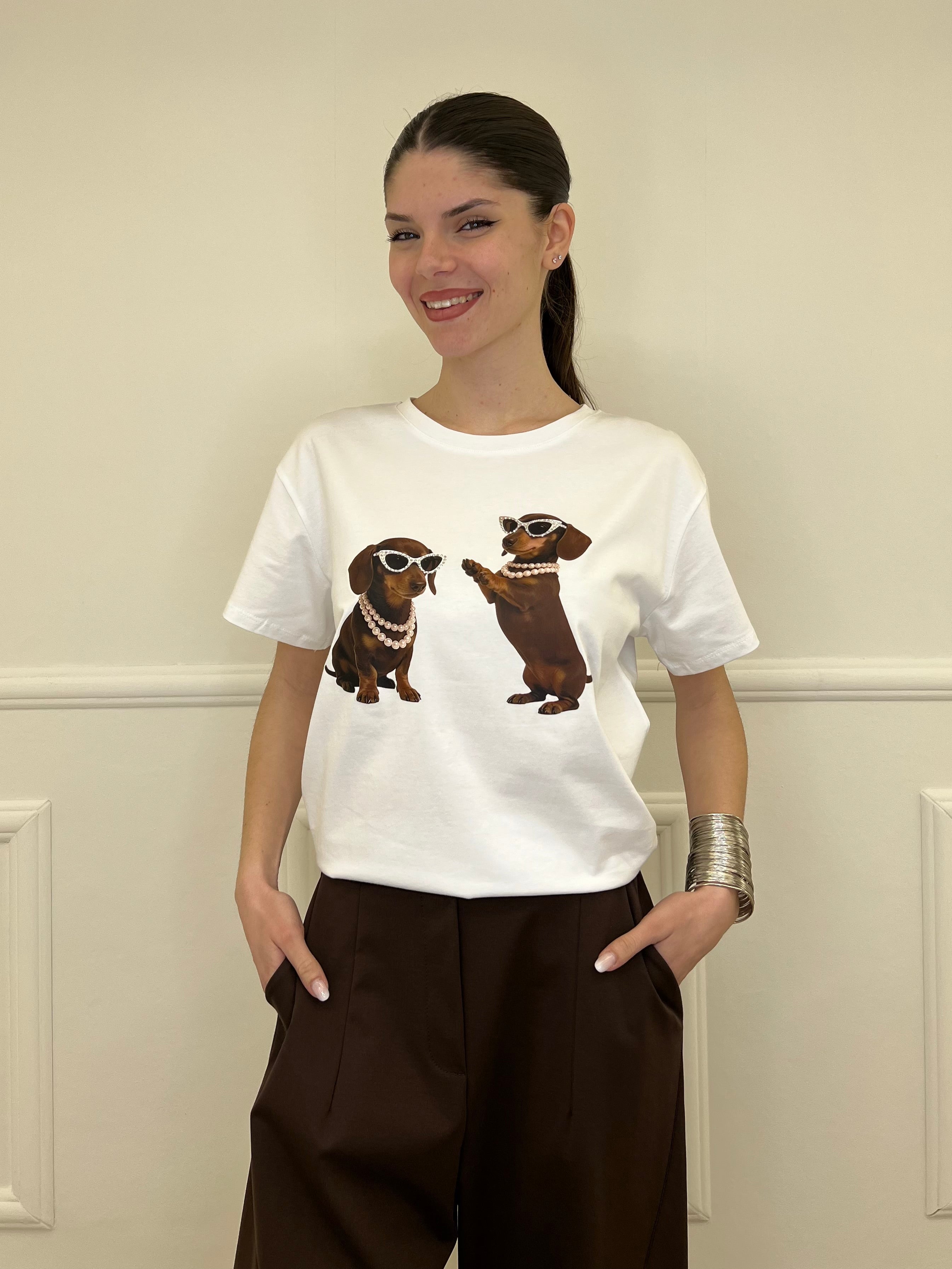 T-shirt Over Bassotti Occhiali e Strass