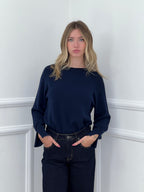Maglia Polsini con Spacco 24160 Blu