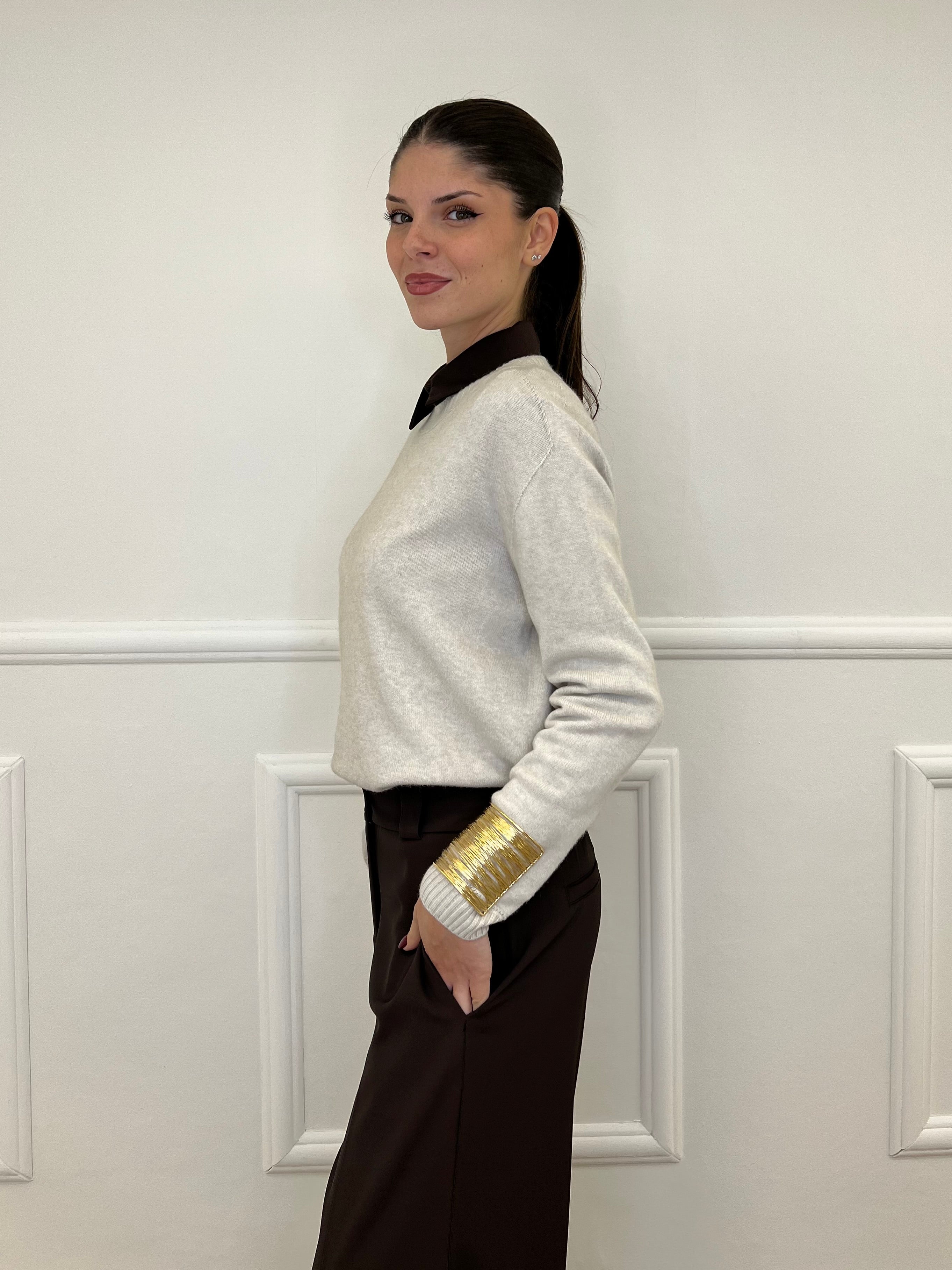 Pullover Basic Girocollo 1186 Ecru