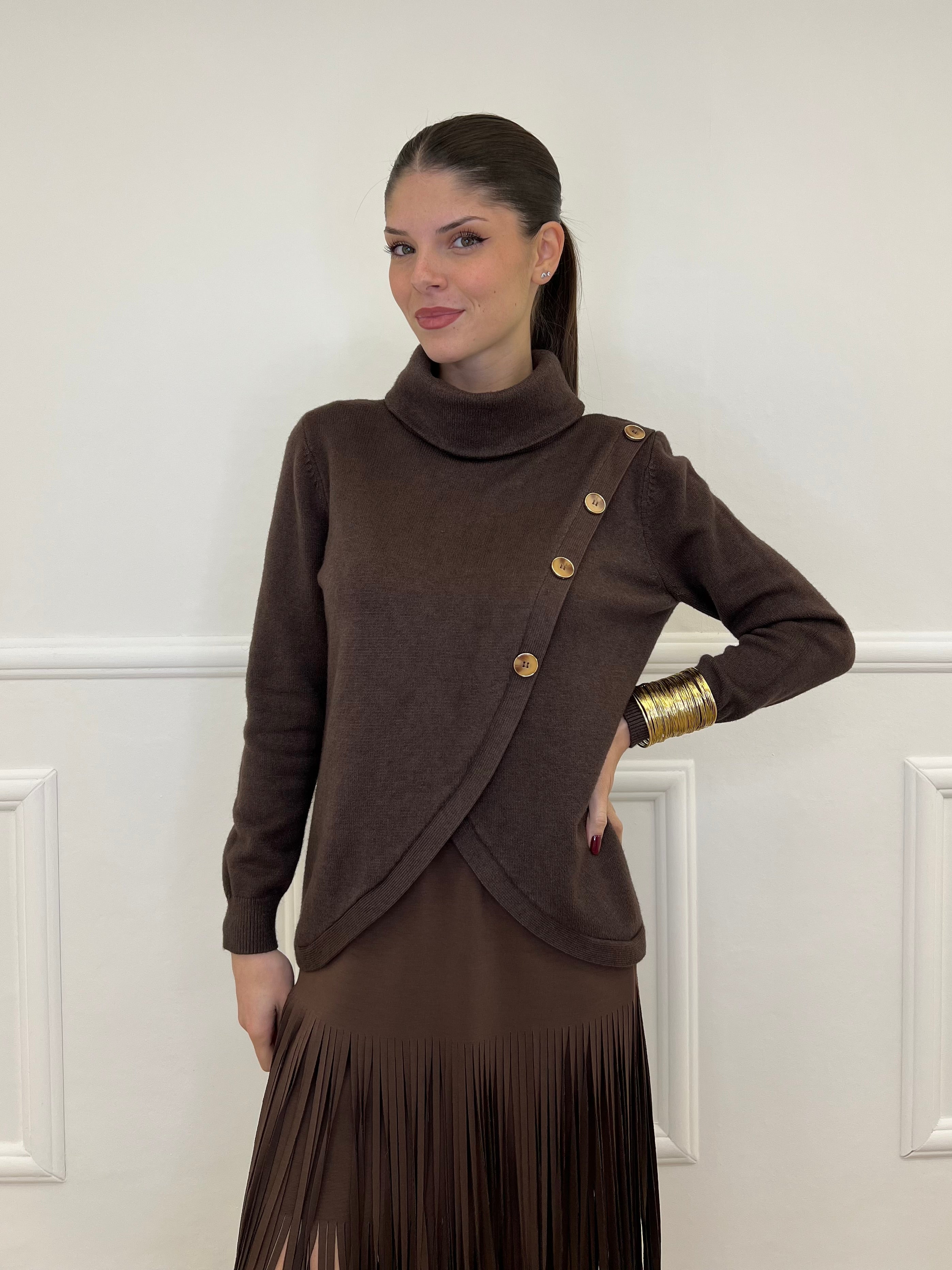 Maglia Sormontata Bottoni 9632 Moro