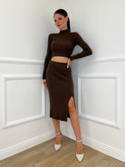 Completo Micro Paillettes DL7218 Marrone - Bazar Abbigliamento