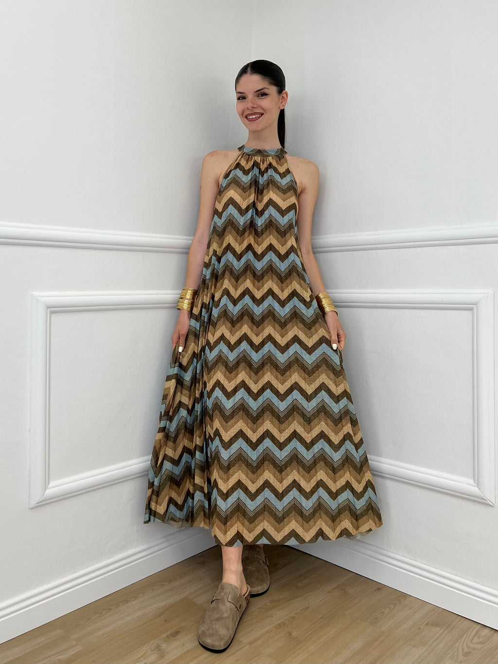 Abito Lurex Chevron 1372 Cielo