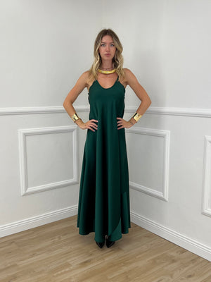 Vestito Satinato 1072 Verde Smeraldo