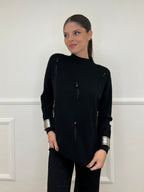 Maglia Strass e Piume DL7355 Nero