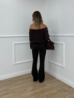 Blusa Boho Con Ricami 89039-1 Marrone