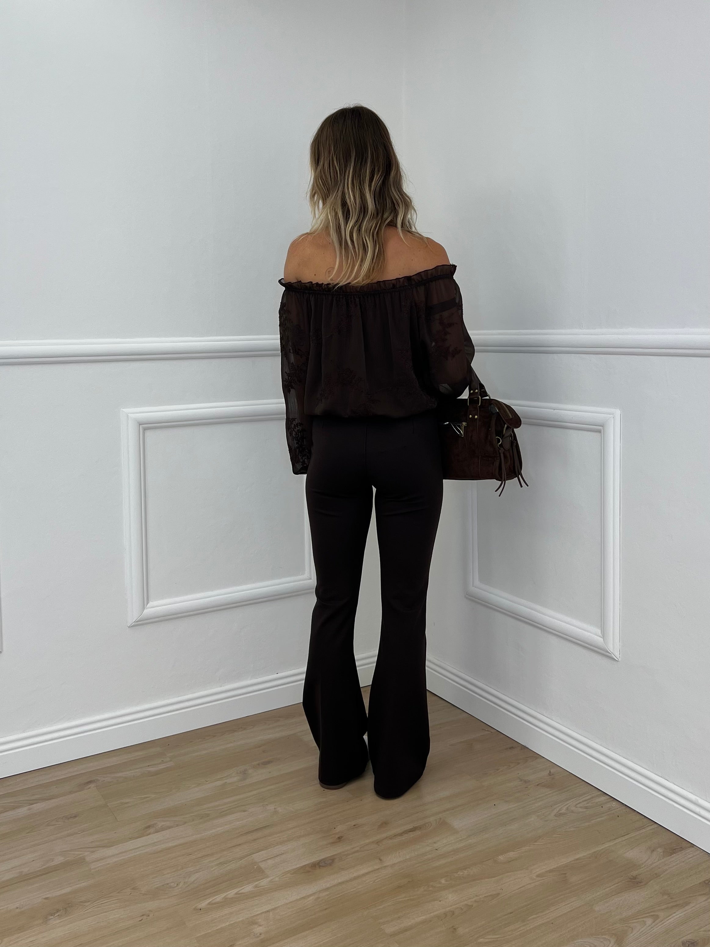 Blusa Boho Con Ricami 89039-1 Marrone