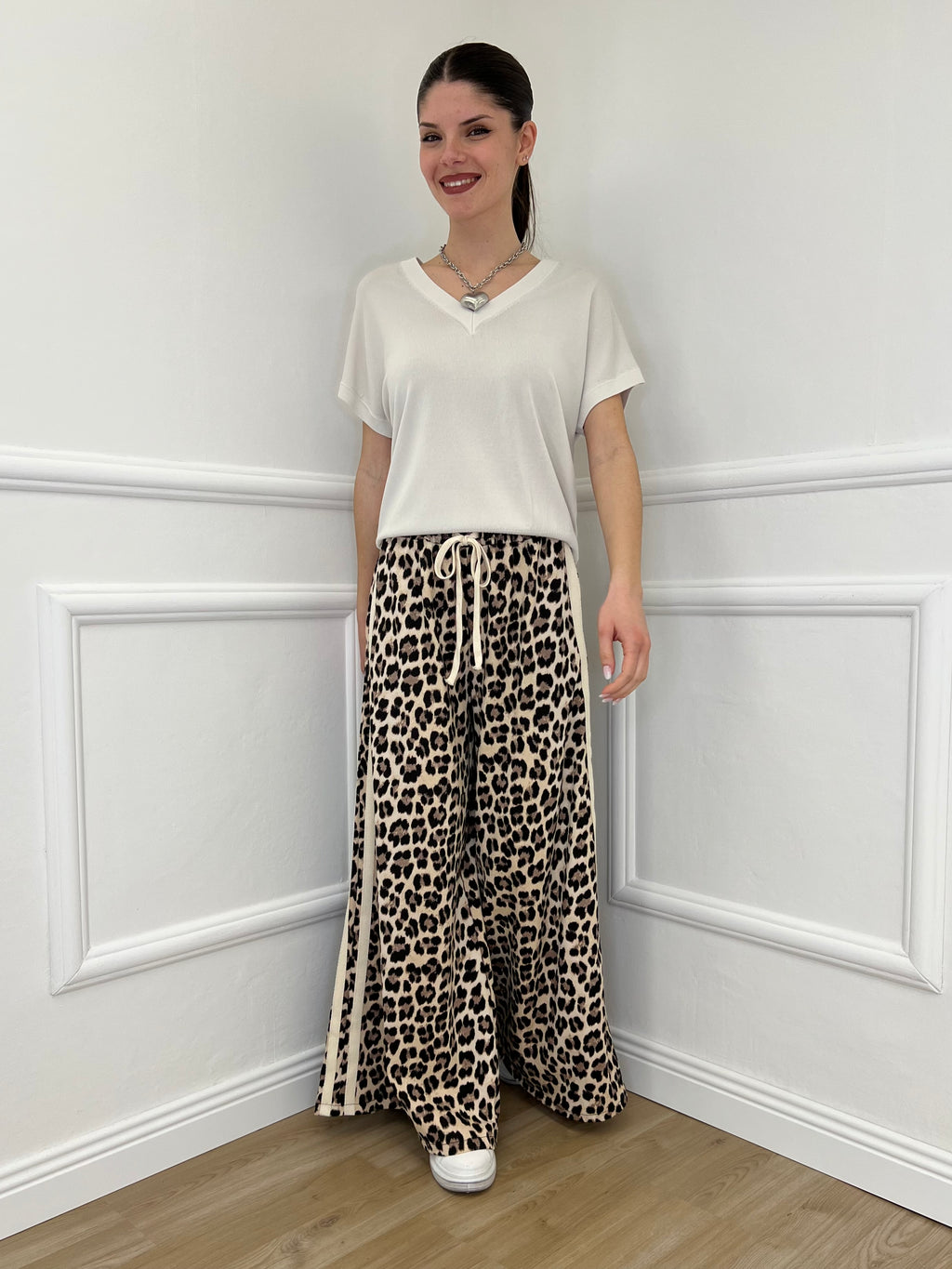 Pantalone Palazzo Animalier Bande 7809