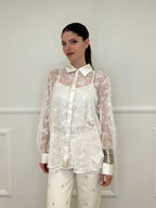 Twin Set Camicia in Pizzo e Top Y7097 Ecru