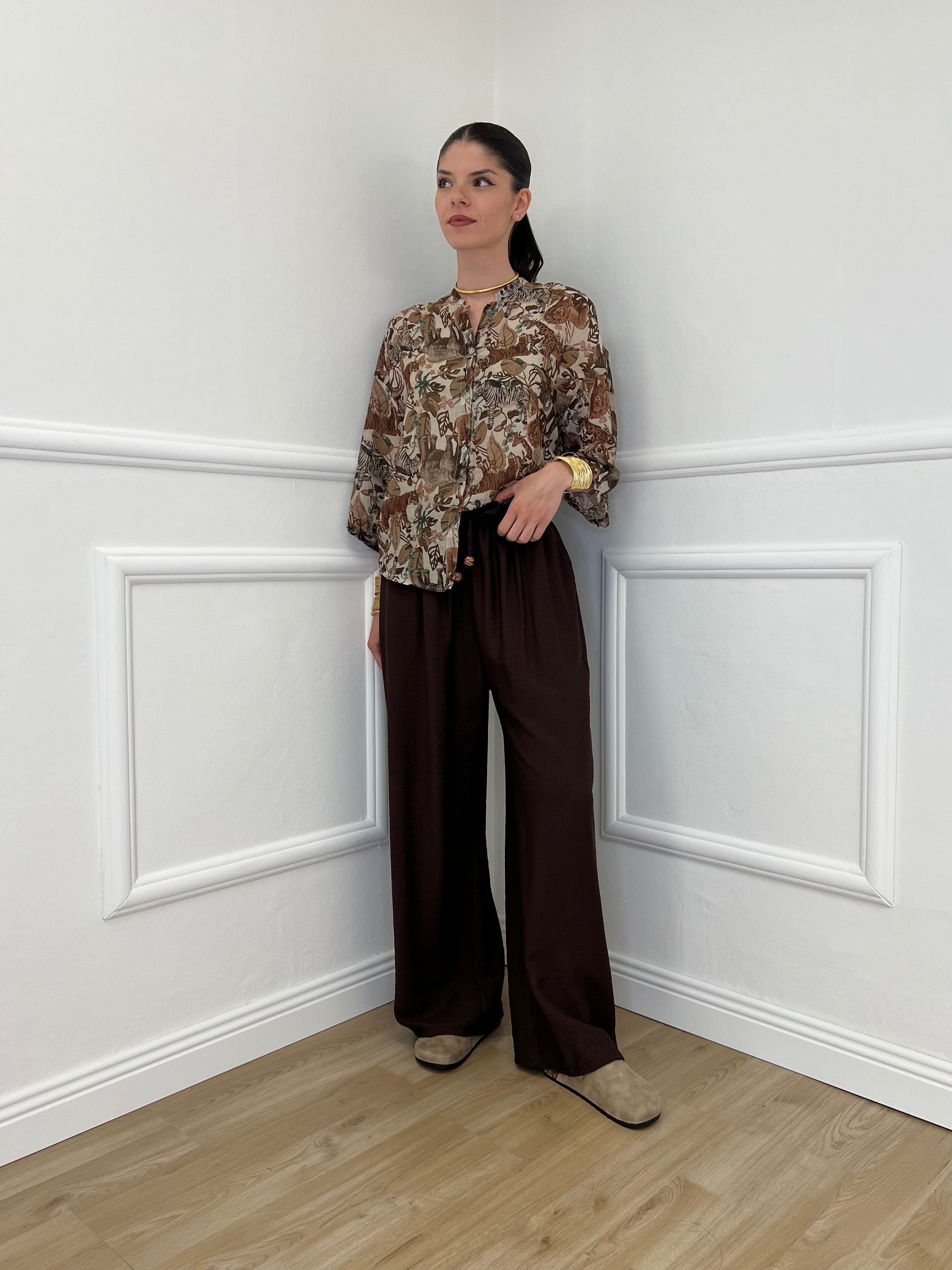 Pantalone Froissé Coulisse 81005 Marrone