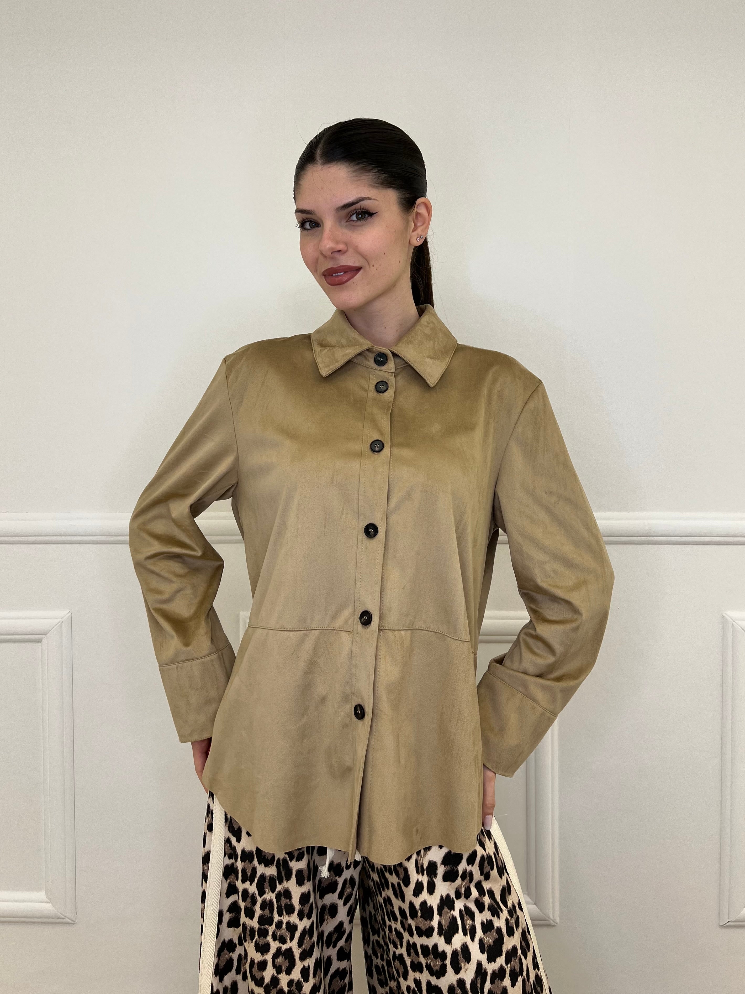 Camicia in Suede 25109 Khaki