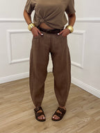 Pantalone Balloon Lino 6135 Coccio