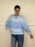 Felpa con Frange 5653-891 Azzurro