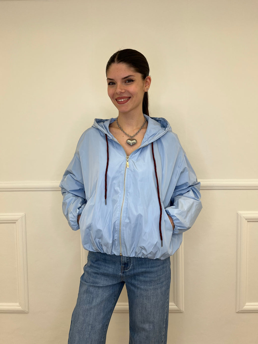 Giubbino Taffetà Cappuccio 5029 Azzurro