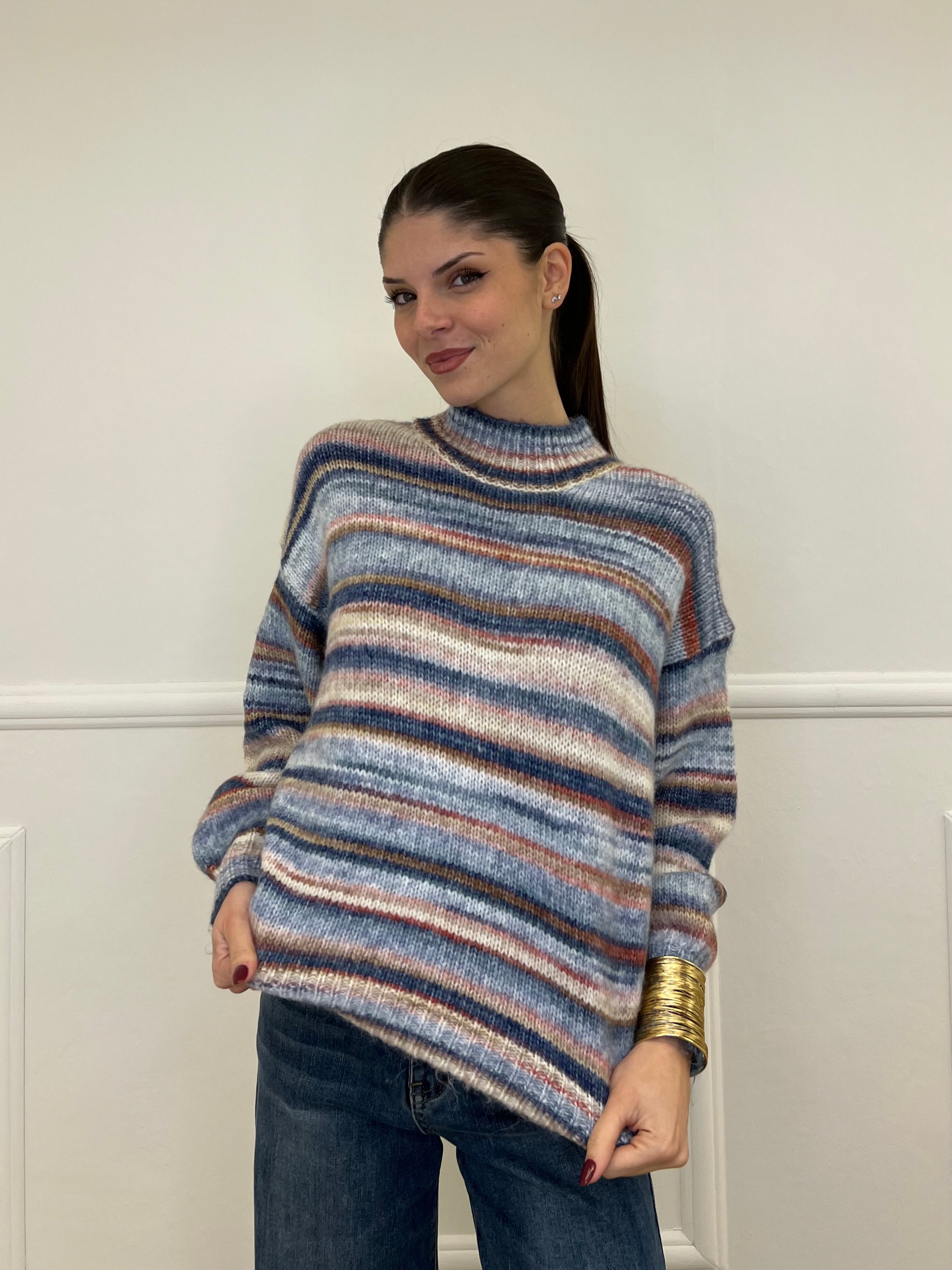 Maglia Over Multicolor 25215 Azzurro