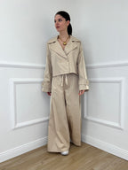 Pantalone Palazzo Bande 7809 Ecru